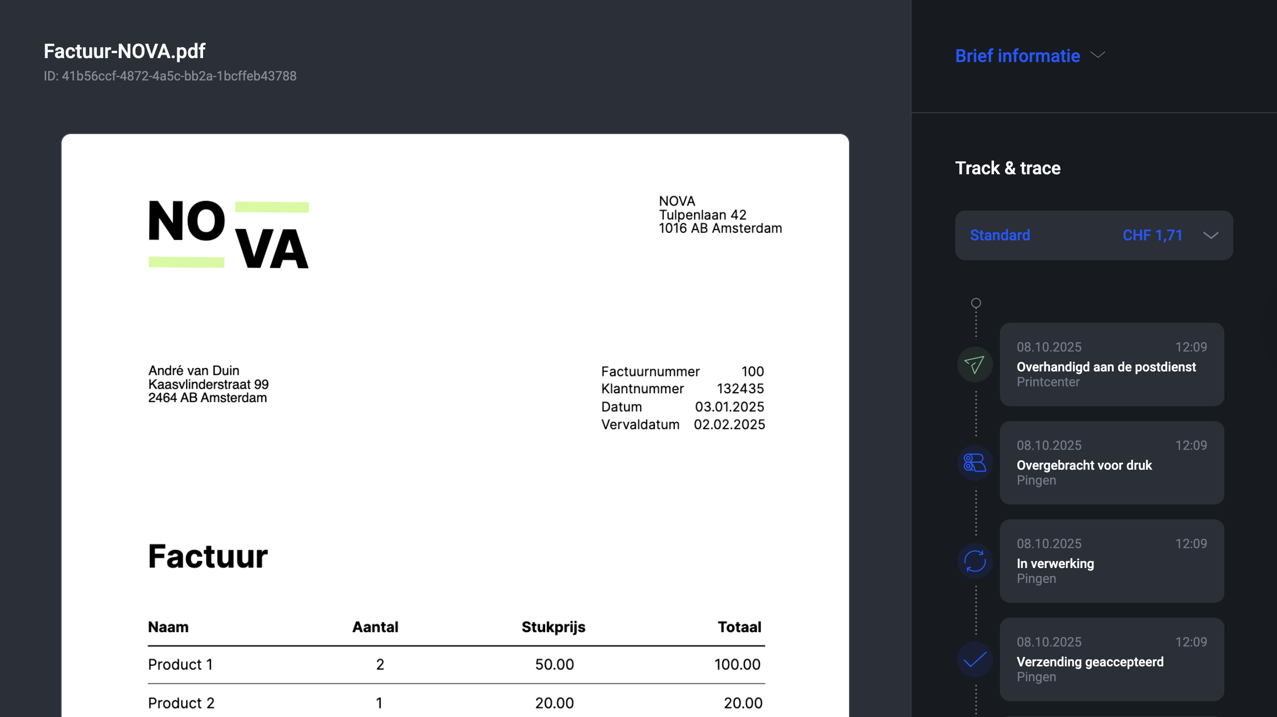 Pingen webapp track en trace