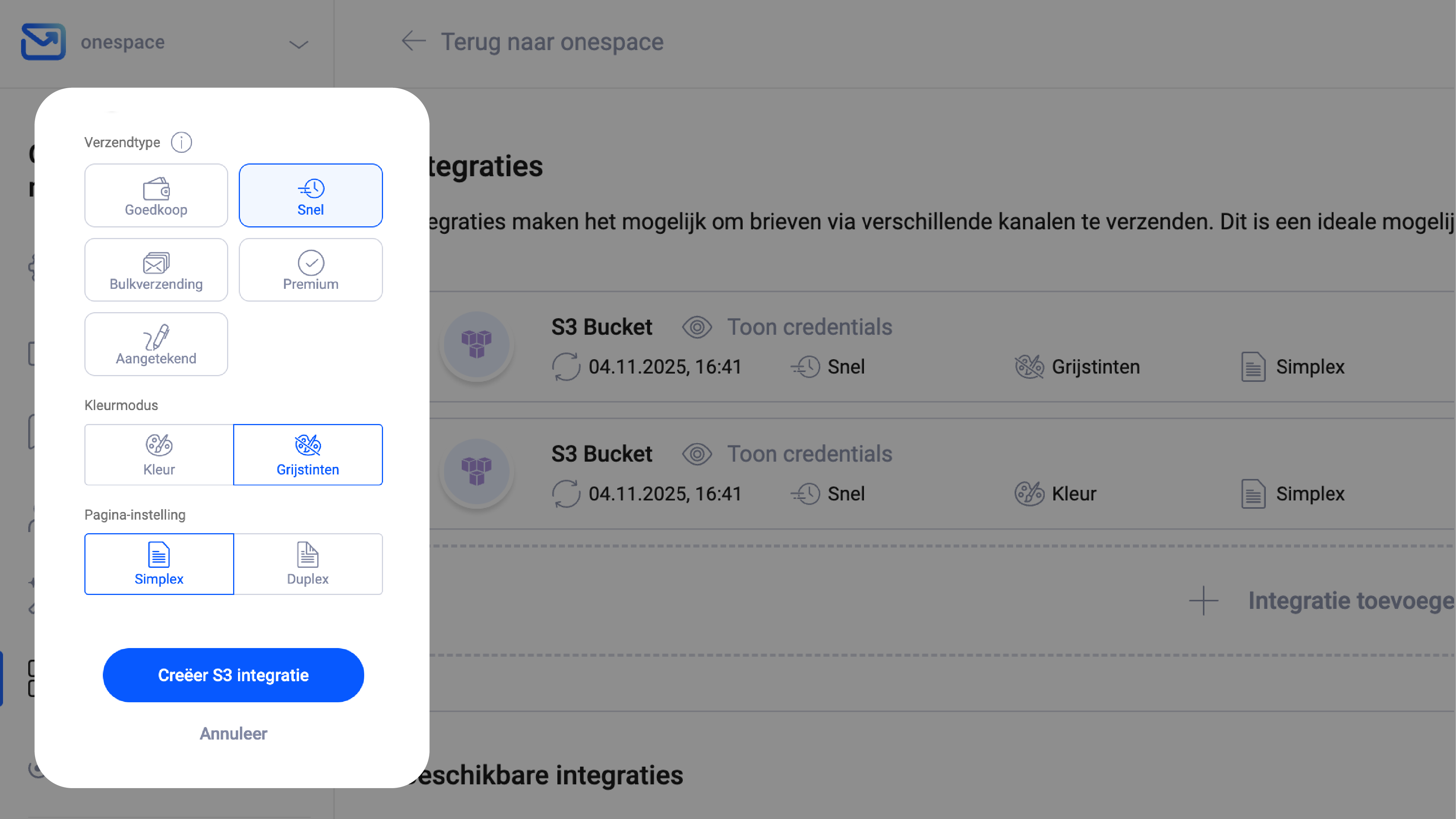 Afdruk en verzendinstellingen - Pingen-webapp