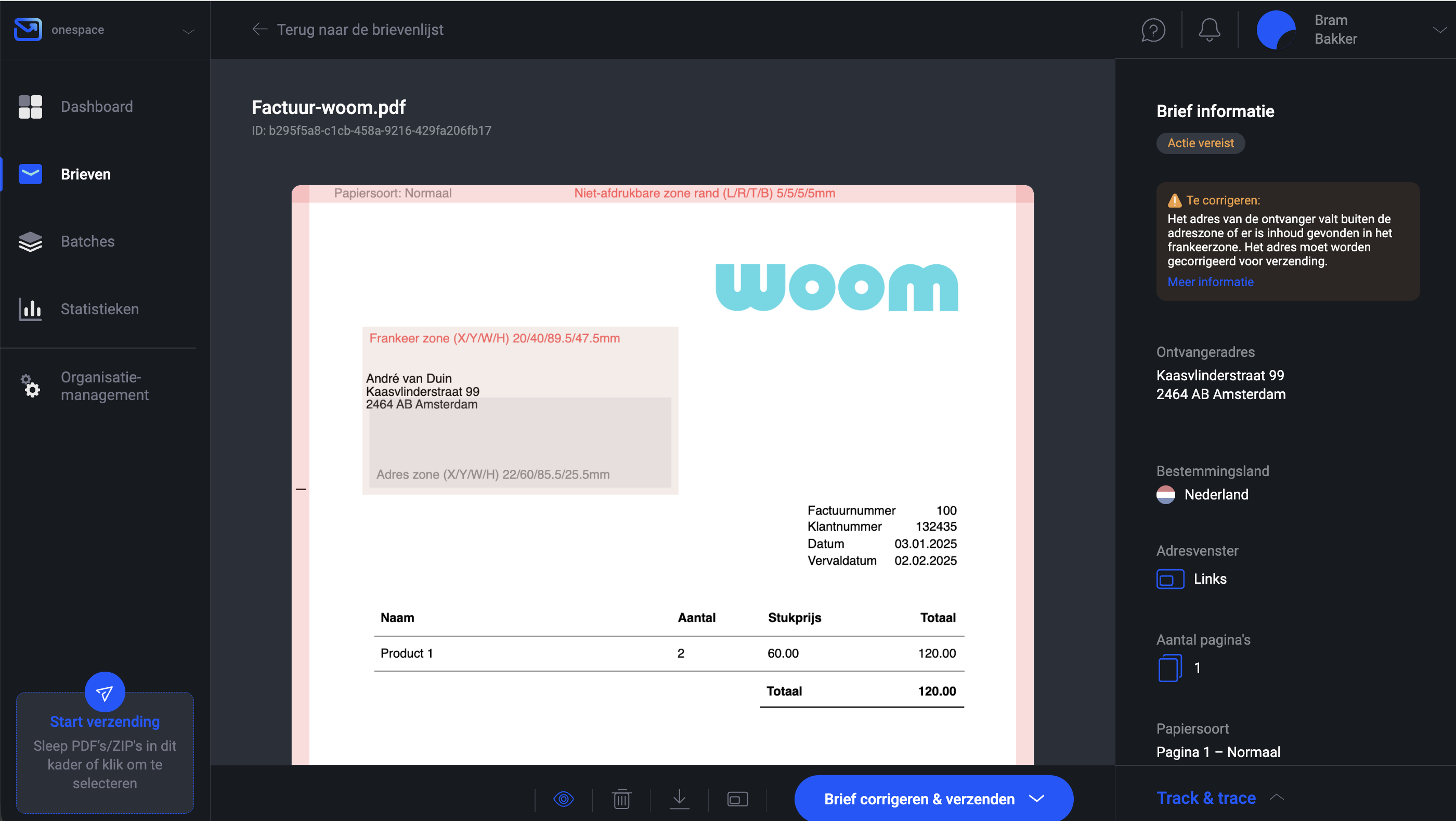 Pingen WebApp toont het documentvalidatieproces