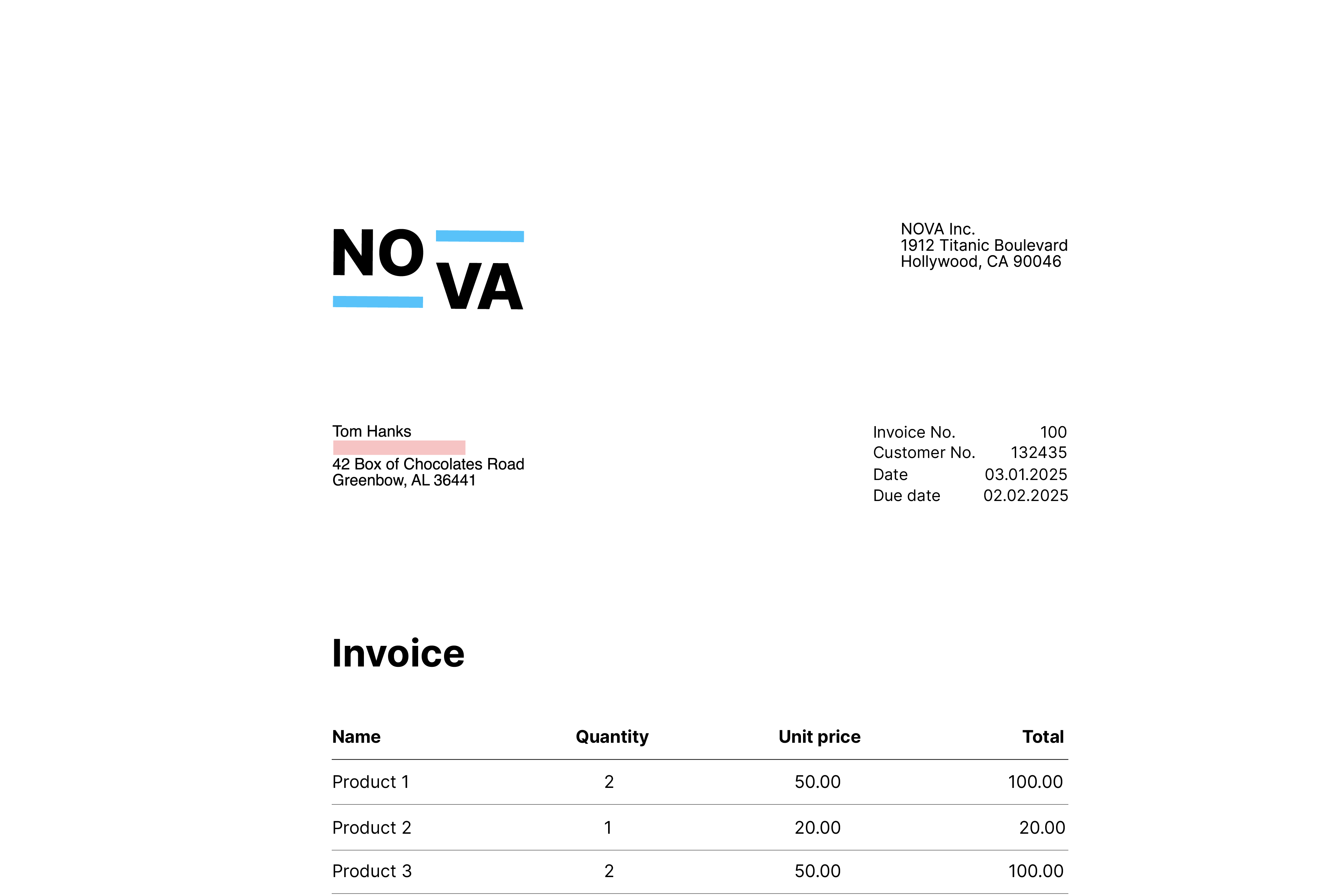 Invoice address validation example