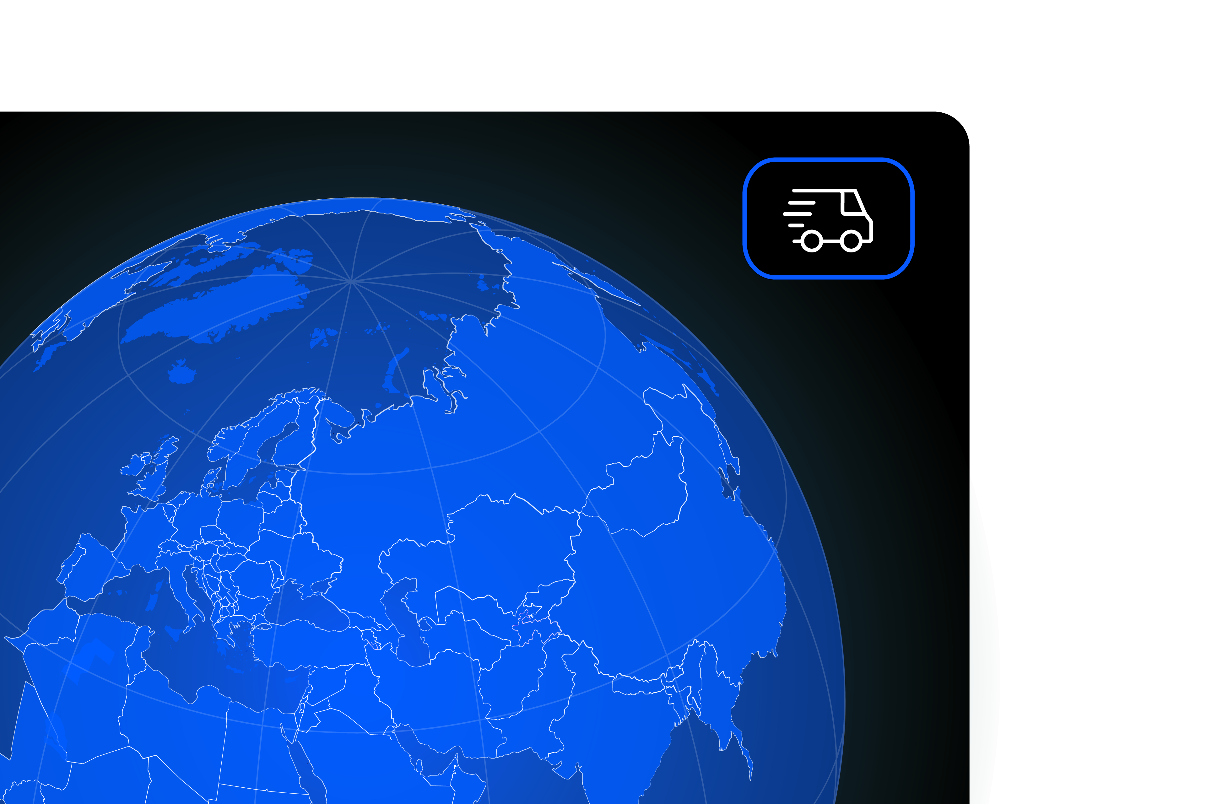 Illustratie van een wereldbol met een bezorgwagen